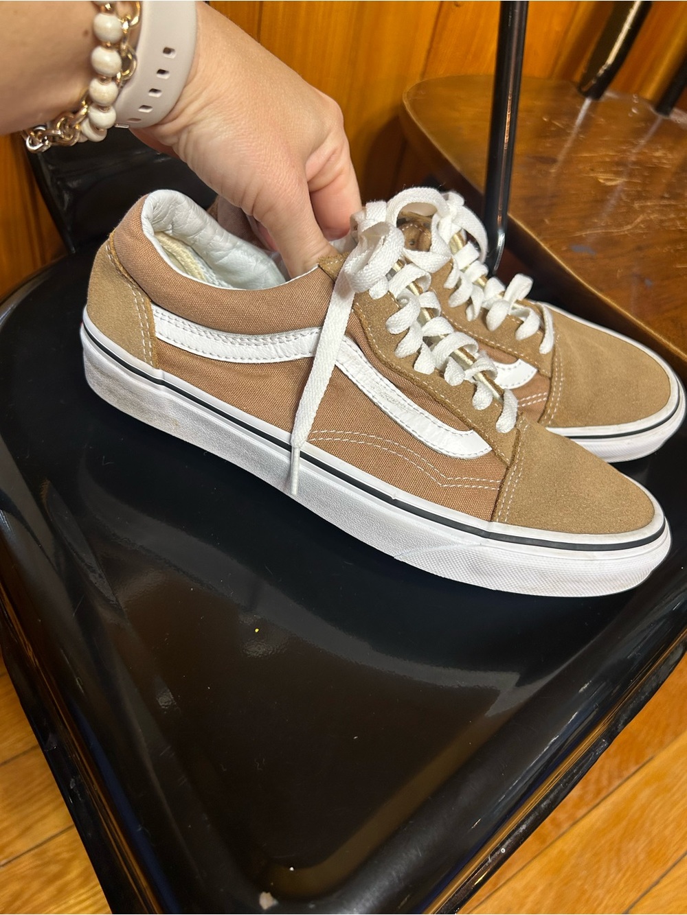 Vans Old Skool Tan Brown Suede Canvas Sneakers Women’s Size 8